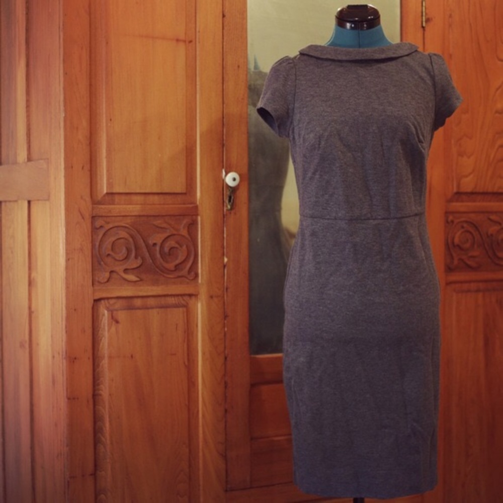 Boden Grey Stretch Cotton Midi Dress US4/UK8